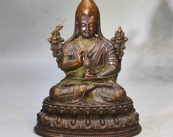Tibetischer Kupfer Buddhismus Je Tsongkhapa Guru Buddha Statue