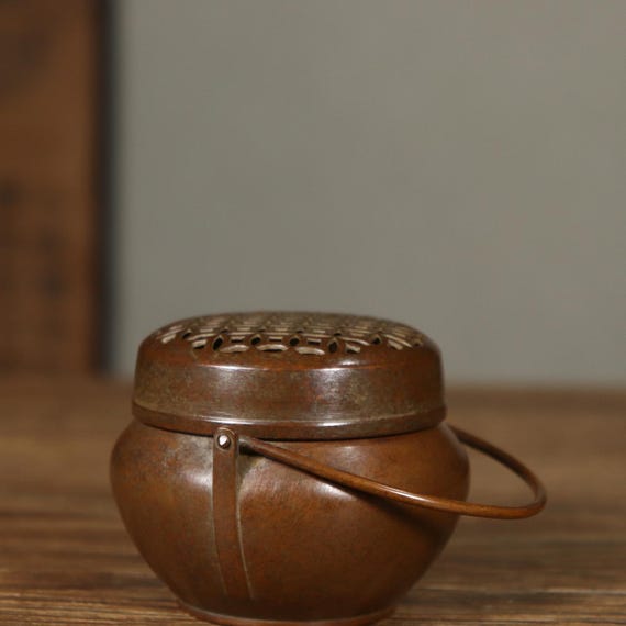 TAIYOU Bruciatore di incenso vintage in ottone con supporto per