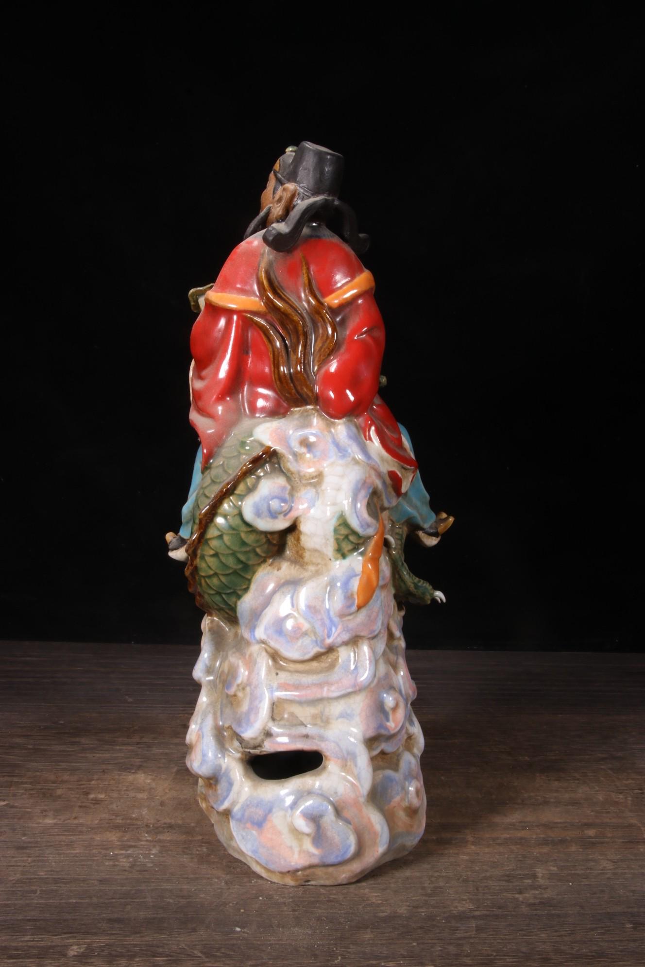 アンティークの石湾陶器製富貴神像：飛龍風水シンボル - Etsy 日本