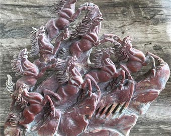 中国アンティーク寿山石手彫り風水馬八頭馬像 - Etsy 日本