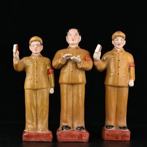 Vintage Chinese Porcelain Figurines: Chairman, Jiang, Lin Trio - 1970s Ceramic Statues