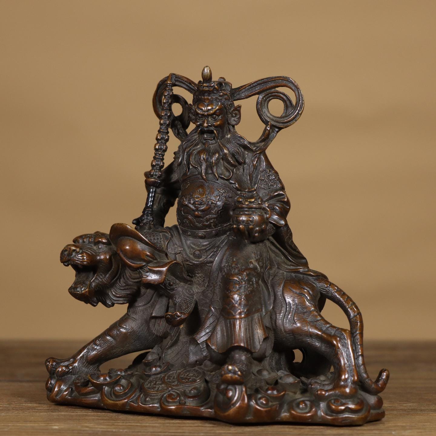 Bronze Zhao Gongming Statue • Tiger-riding God of Wealth, Feng 