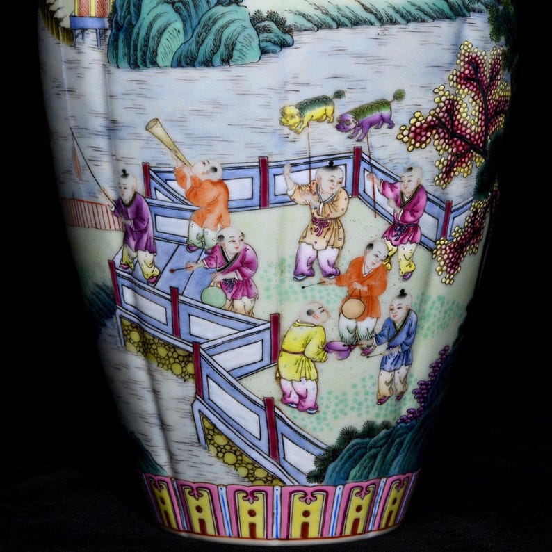Antique Chinese Famille Rose Hundred Boys Vase | Hand Painted Porcelain ...