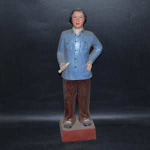 21&quot;Chinese Art collection ltural Revolution Porcelain chairman Mao went Anyuan statue