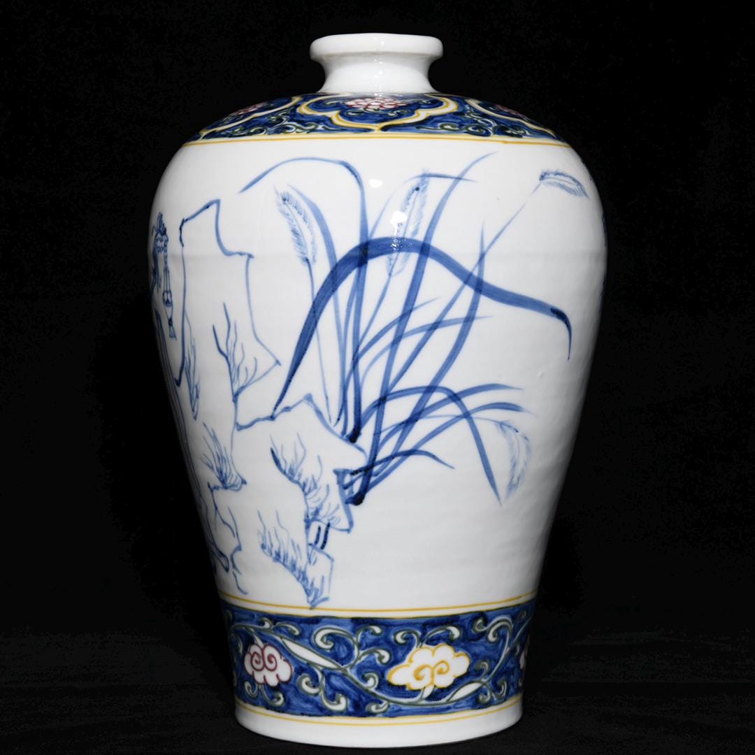 アンティーク 明代青白磁花瓶：羅漢図、三彩梅萍 - Etsy 日本