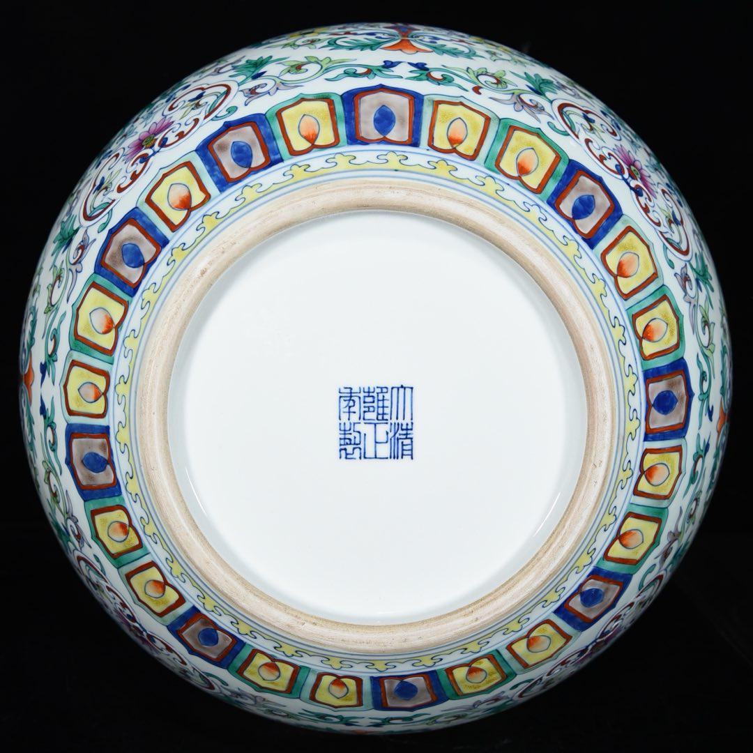 大型手描き豆彩蓮天秋瓶 - アンティーク中国磁器壺 - Etsy 日本