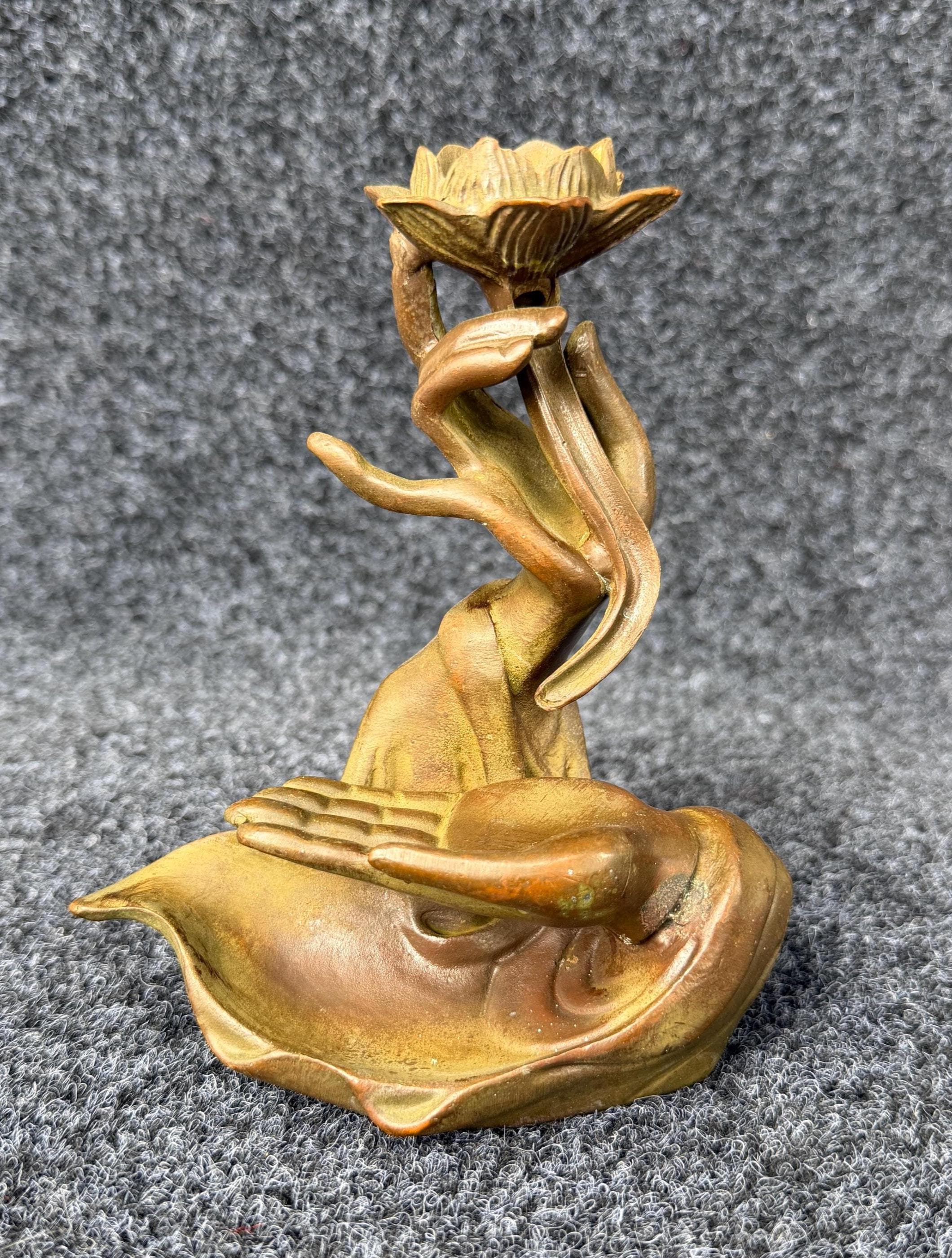 ヴィンテージ真鍮製仏手蓮華キャンドルホルダー | 仏壇用香炉 - Etsy 日本