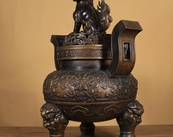 アンティーク中国青銅香炉｜芙蓉獅子のフィニアル、三脚香炉 - Etsy 日本