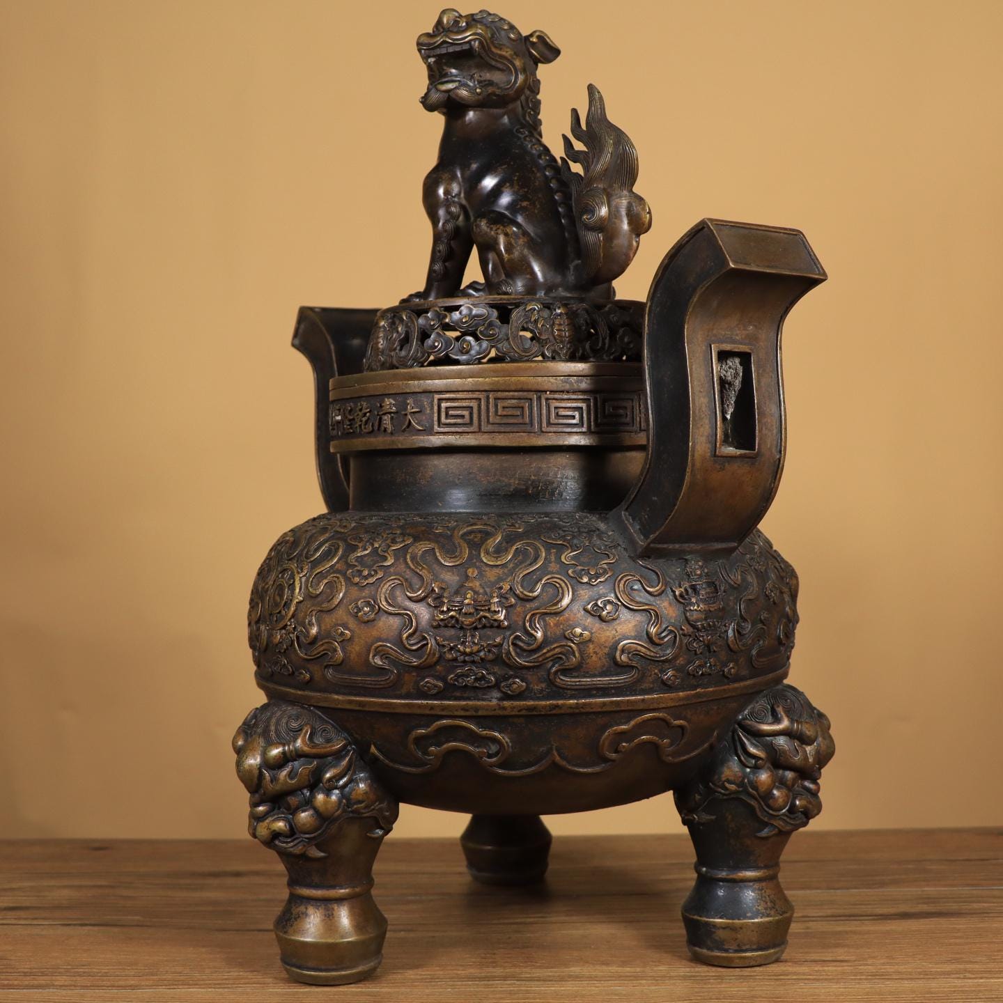 アンティーク中国青銅香炉｜芙蓉獅子のフィニアル、三脚香炉 - Etsy 日本