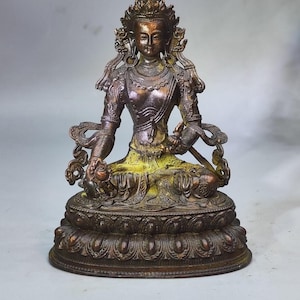 Tibetan Buddhism bronze White Tara kwan-yin GuanYin Buddha statue
