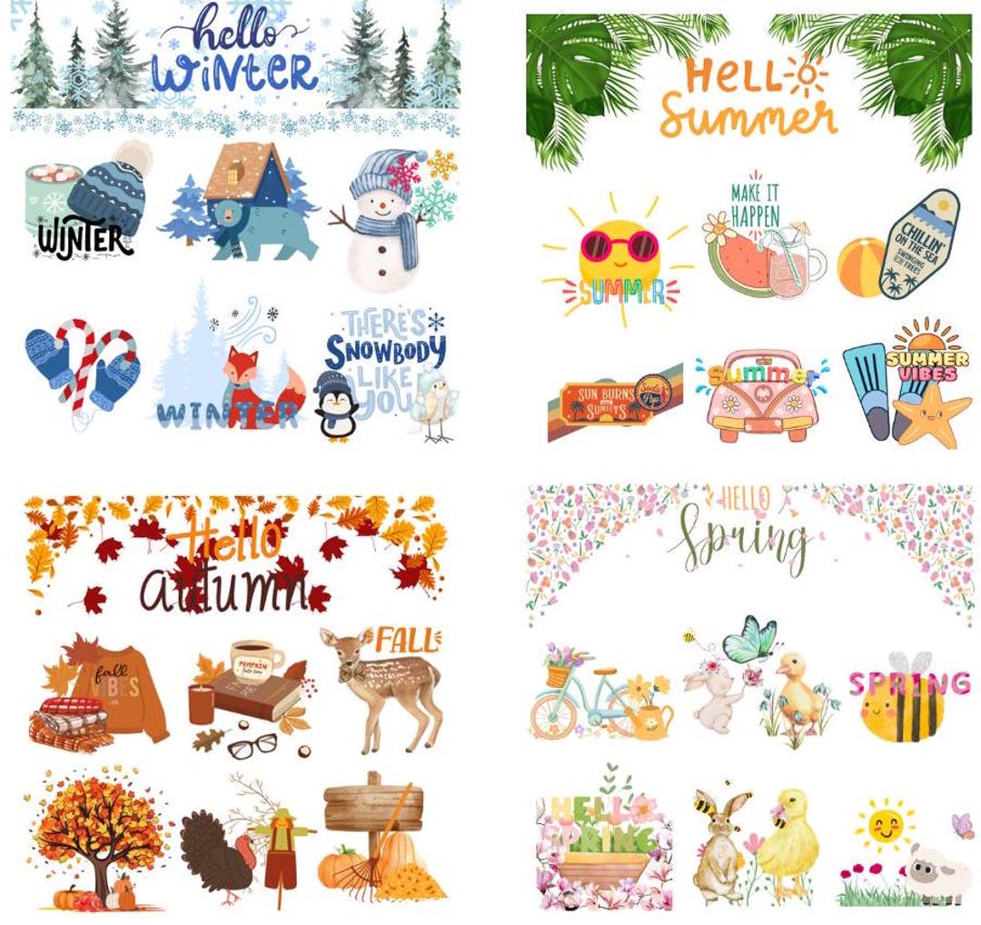 Season Sticker Sheet- Summer, Winter, Fall, Spring - Etsy