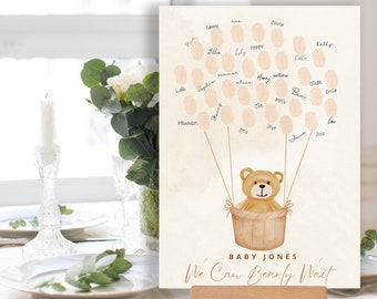 We Can Bearly Wait Teddy Fingerprint Guestbook Cute Teddy Bear  Guestbook Baby Shower Guestbook Alternative Girl Boy Teddy Bear