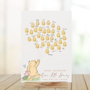 Winnie The Pooh and Piglet Baby Shower Fingerprint Guestbook | Baby Shower Guest Signing Wishes Card Alternative | Winnie The Pooh Decor