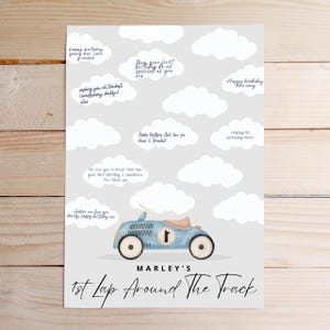 Fast One Vintage Racing Car Cart Birthday Guestbook Alternative | Fast One Birthday Invitation Guest Sign | 1st Lap of The Track | Two Fast