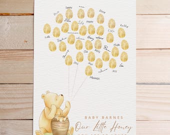 Winnie The Pooh Baby Shower Guestbook | Fingerprint Guestbook Signing Tree
