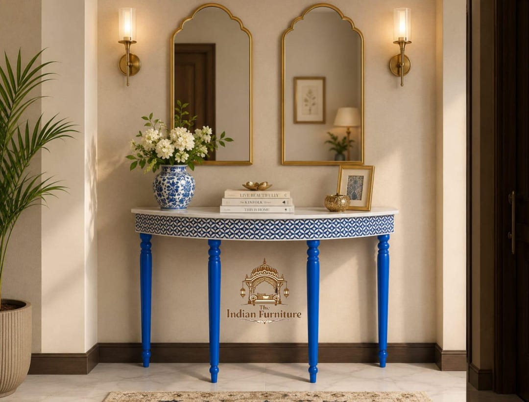Handmade Bone Inlay Console Table Entry Home - Etsy