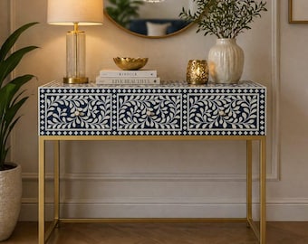Handmade Bone Inlay Console Table Entry home