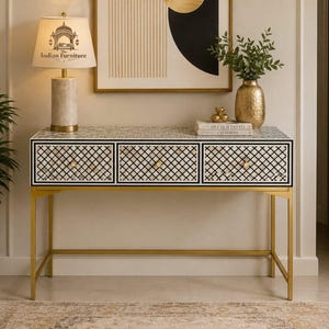 Handmade mother of perle Inlay Console Table Entry home