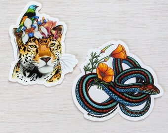 Sticker Pack, Set of 6, Animal Stickers, Gecko, Water Bottle Sticker, Decal