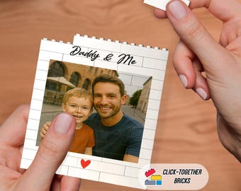 Personalized Photo Bricks Puzzle for Dad: Custom Father&#39;s Day Keepsake | Personalized Daddy & Me Building Brick
