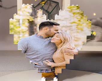 Custom LEGO Photo Puzzle – Heart Shaped Picture Puzzle Building Blocks, Anniversary Gift for Couples, Gifts for Him, Gifts for Her