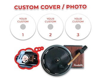 Custom Record Player Air Freshener: Personalized Album Cover or Photo Gift