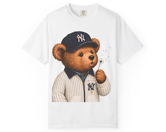 New York Baseball Shirt, New York tshirt , NYC Pinstripe Bear Shirt, Vintage Game Day Tee, Baseball gift
