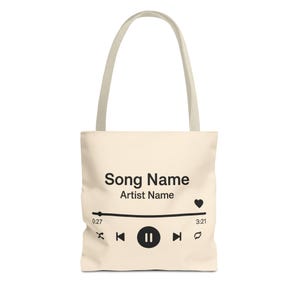 Gepersonaliseerde draagtas muziek, aangepast concertcadeau lied en artiestnaam, herbruikbare boodschappentas, cadeau muziekliefhebber, aangepaste draagtas muzikant,