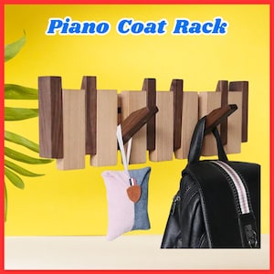 Handmade Walnut Wood Piano Coat Rack: Rustic Wall Mounted Organizer