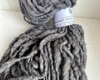 Grey Merino Handspun Hand Dyed Chunky Yarn 50 Metres Feltable