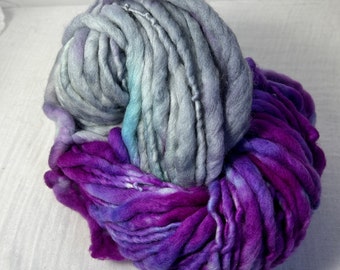 Fushia, Grey, Violet, Aqua Hand Spun Hand Dyed Merino Chunky 50 Metres Feltable