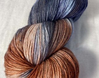 Navy, Orange, Grey Hand Dyed 4ply Sock Wool/Nylon Yarn 400 Mtrs  100gms