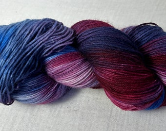 Blue, Navy and Purple Hand Dyed 4ply Sock Wool/Nylon Yarn 400 Mtrs  100gms