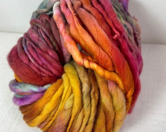 Fushia, Orange, Gold, Teal Hand Spun Hand Dyed Merino Chunky 50 Metres Feltable