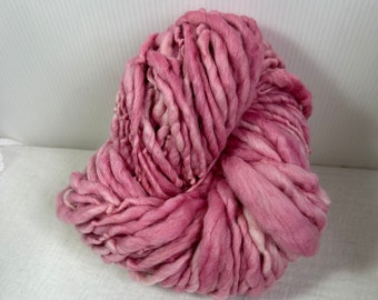 Strawberry Pink Hand Spun Hand Dyed Merino Chunky 50 Metres Feltable