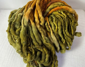 Green, Tan Hand Spun Hand Dyed Merino Chunky 50 Metres