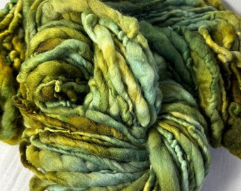 Green Mix Chunky Merino  Hand spun, Hand dyed Yarn 50 Metres