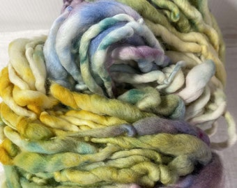 Dusk, Gold, Mauve, Green Hand Spun Hand Dyed Merino Chunky 50 Metres