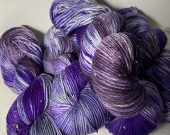 Purples Hand Dyed 8ply DK 75% Wool, 15 Nylon, 10 Nep 200 Metres Superwash