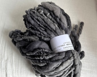Charcoal Grey Merino Handspun Hand Dyed Chunky Yarn 50 Metres Feltable