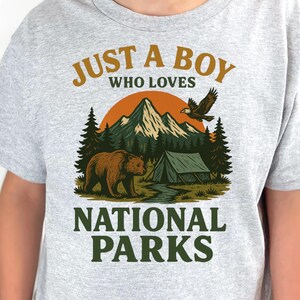 Just A Boy Who Loves National Parks png svg Retro Adventure Digital Design Vintage Nature Lover Hiking Camping Sublimation Outdoor Graphic