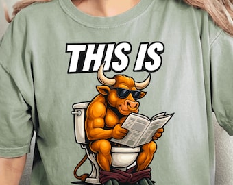 Funny Bull on Toilet PNG SVG: Quirky Humor Design (Digital Download