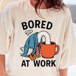 Bored at Work png, Funny Goose Graphic design, Sarcastic Office Humor, Lazy Bird in Suit, Hilarious Gift for Coworkers, Workday Boredom svg