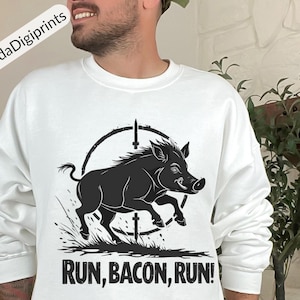 Run Bacon Run Hog Hunter Design: Funny Wild Boar PNG SVG (Digital Download)