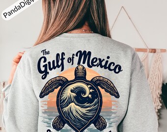 Gulf of Mexico Sea Turtle Design: Beach Coastal PNG SVG (Digital File)