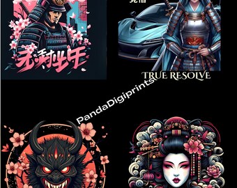 Japanese Art PNG Bundle: Samurai, Geisha, Streetwear Designs, Urban Graphics, Neon Tokyo, Performance Car Art, Japanese Culture SVG