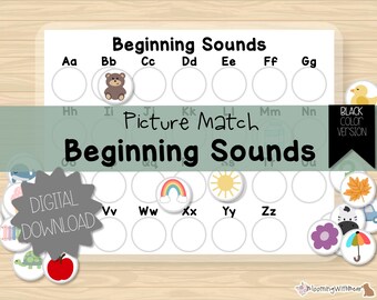 Picture Match Beginning Sounds | Letter Sounds | Phonics | Alphabet | Puzzle | Preschool Printable | Homeschool | Montessori | Education