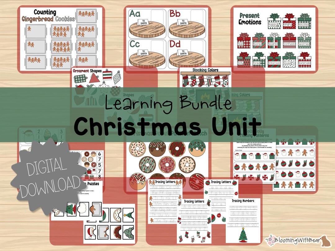 Christmas Learning Unit | Holiday Seasons Themed Learning | Numbers ...