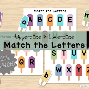 Paleta mayúsculas + minúsculas Coinciden con las letras / Coincidencia de alfabetos / ABC / Reconocimiento de letras / Rompecabezas / Preescolar imprimible / Educación en el hogar