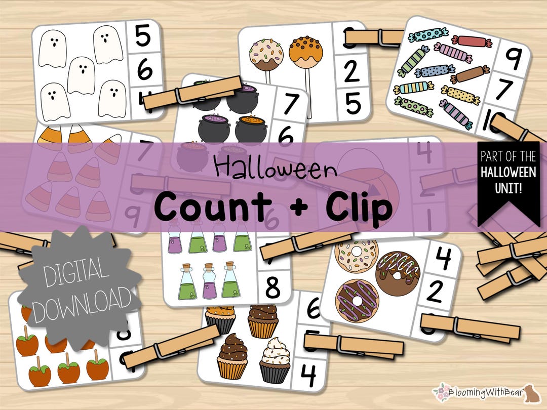 Halloween Count and Clip | Fall Learning Activity | Autumn | Counting ...